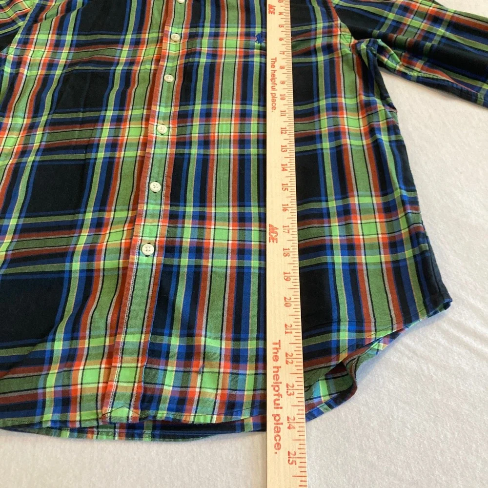 Ralph Lauren Boys XL 18-20 Plaid Button Down Shirt Green Blue Orange Long Sleeve